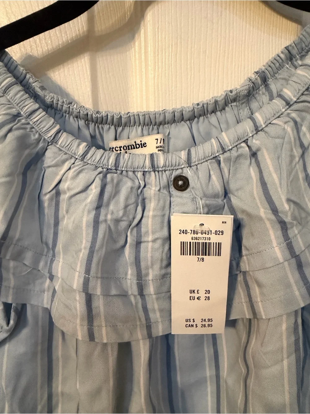 Kids Abercrombie & Fitch Light Blue Striped Top and Bottoms Set